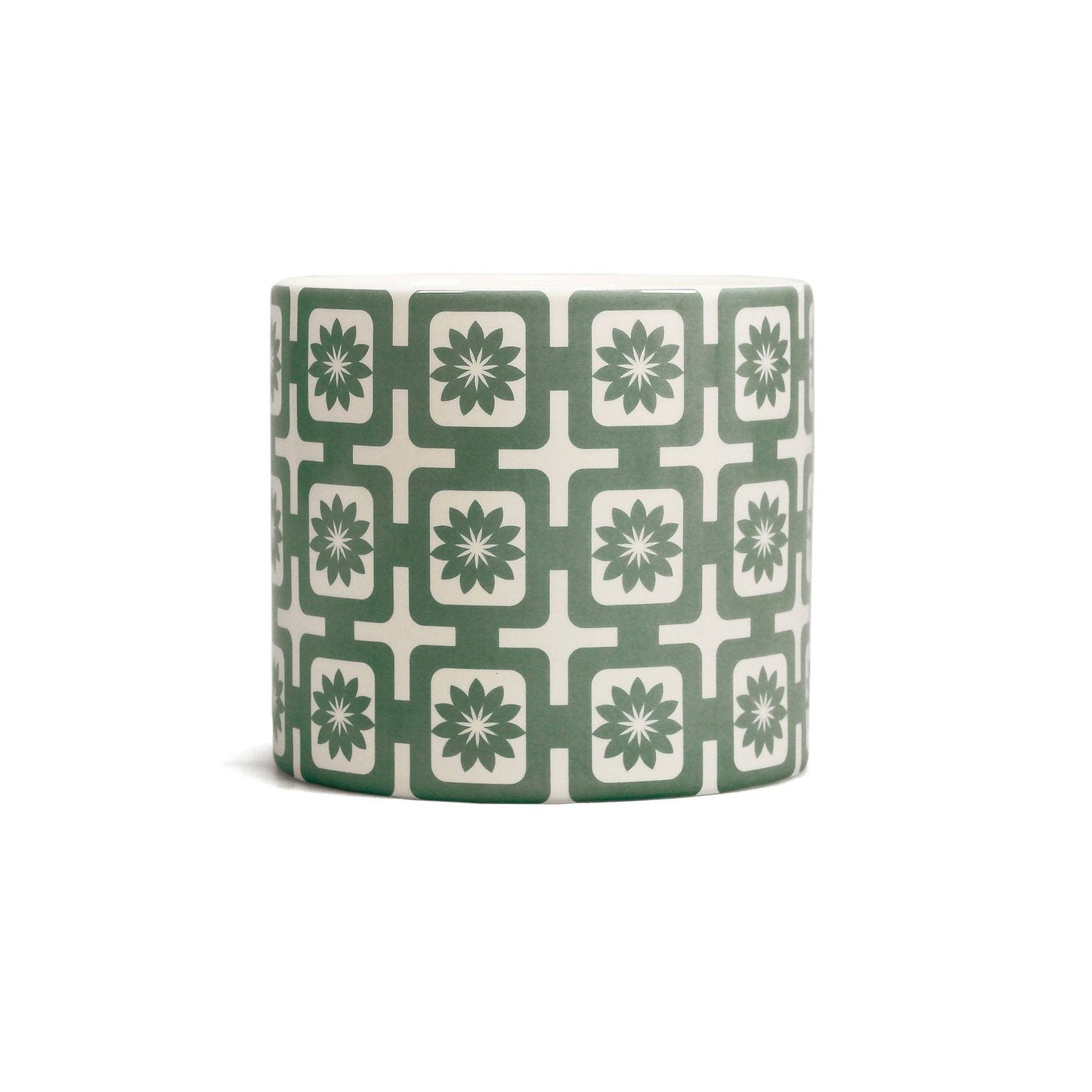 Ceramic Plant Pot Tiles Design Green Flowers