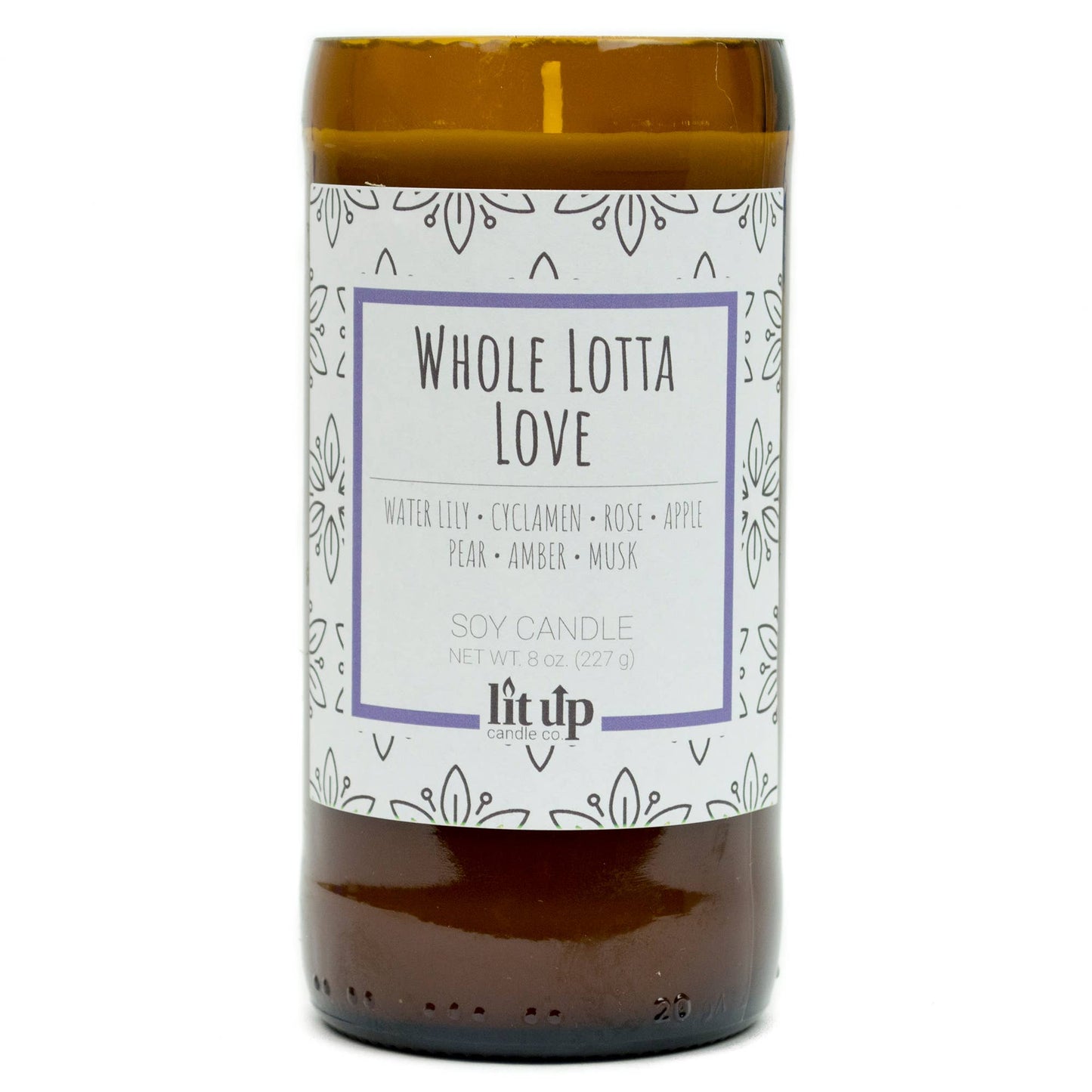 Whole Lotta Love scented 8 oz. soy candles in beer bottles