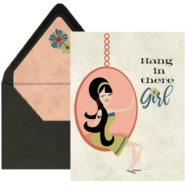 Hang In There Girl Encouragement Greeting Card