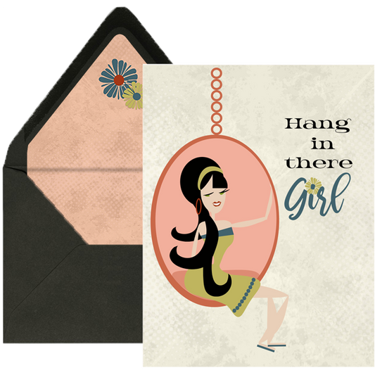 Hang In There Girl Encouragement Greeting Card