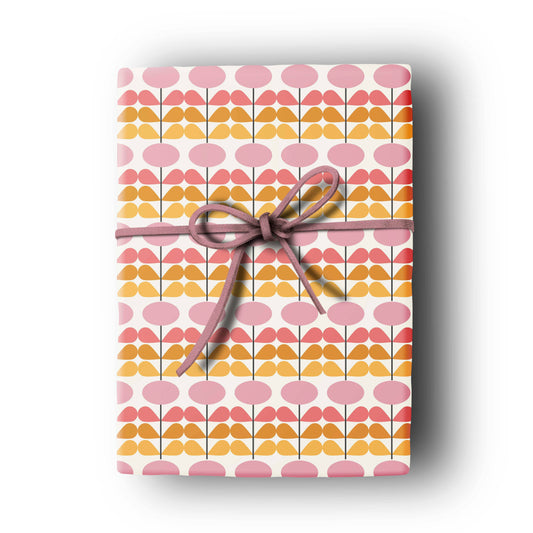 Mid Mod Floral Gift Wrap: Set 2 in cello tube