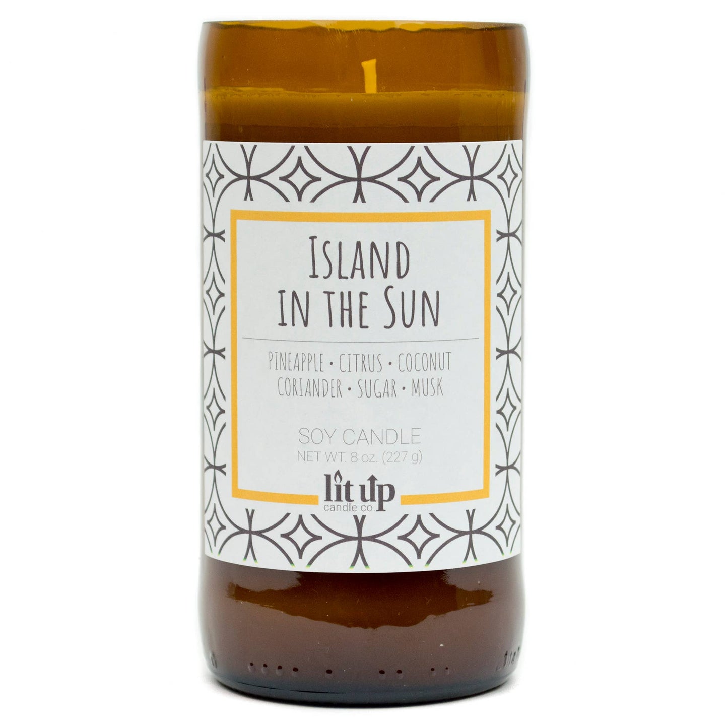 Island in the Sun scented 8 oz. soy candles in beer bottles