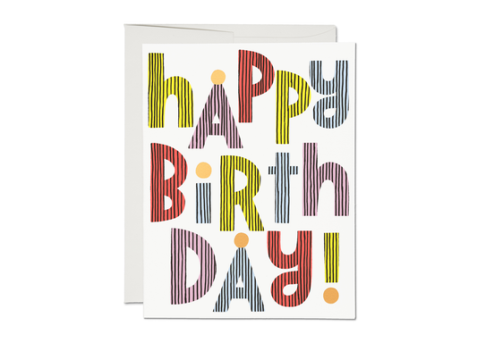 Lined Typography birthday greeting card