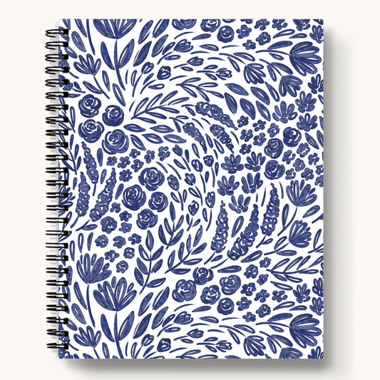 Porcelain Floral Spiral Lined Notebook
